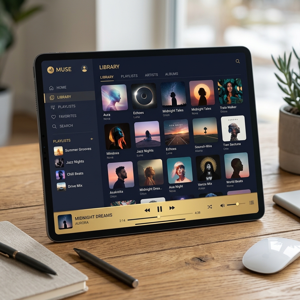 Artauthority media library interface on tablet