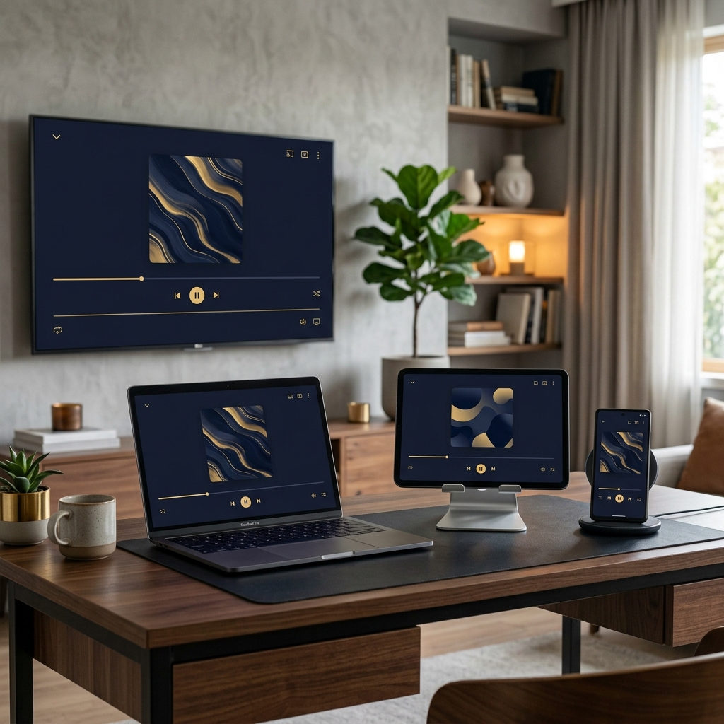 Artauthority running on multiple devices including Smart TV, tablet, and phone